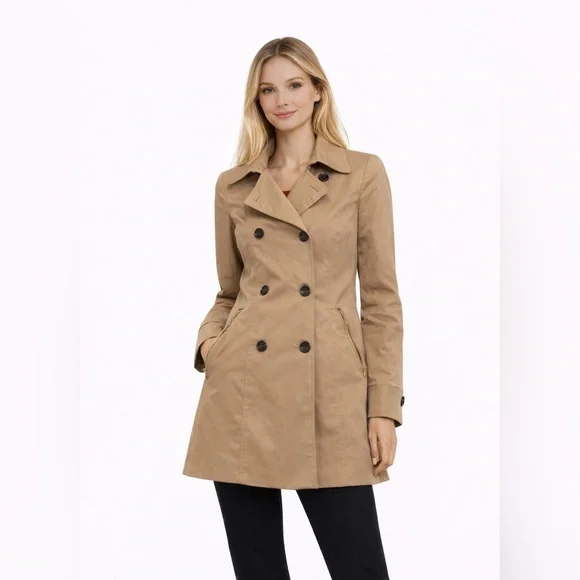 The Limited Tan Double-Breasted Trench Coat - Picture 1 of 6